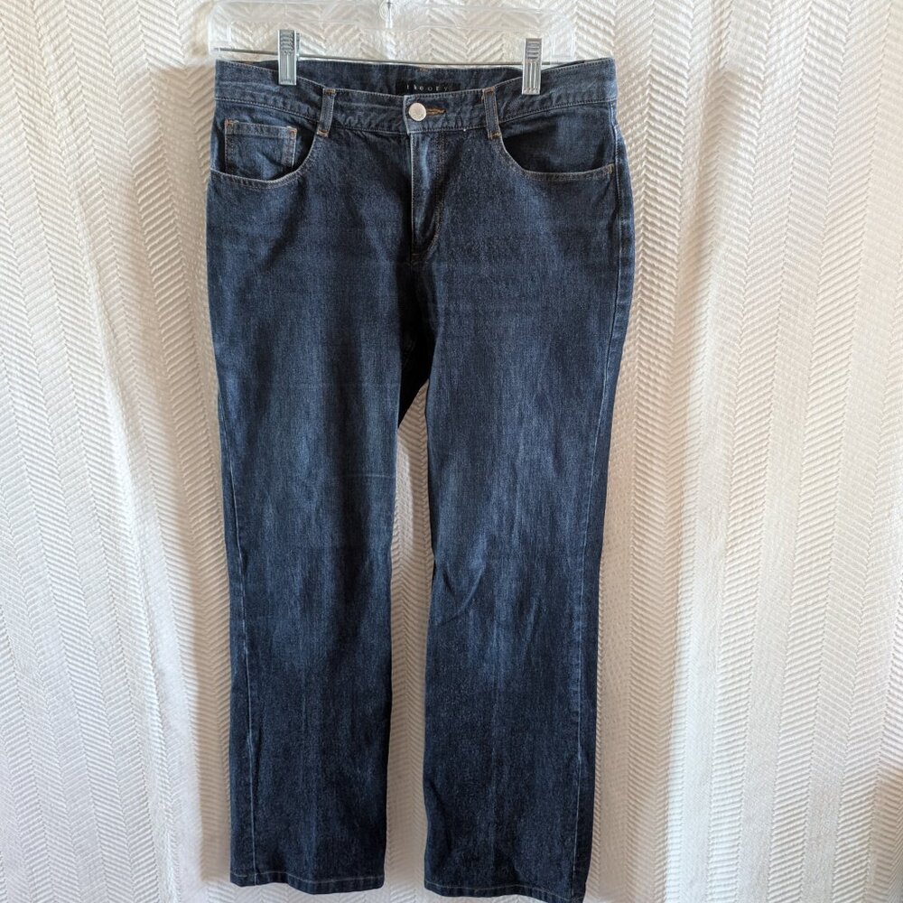 Theory Womens Bootcut Jeans Straight Leg Blue Wash Mid Rise Denim Casual Size 8
